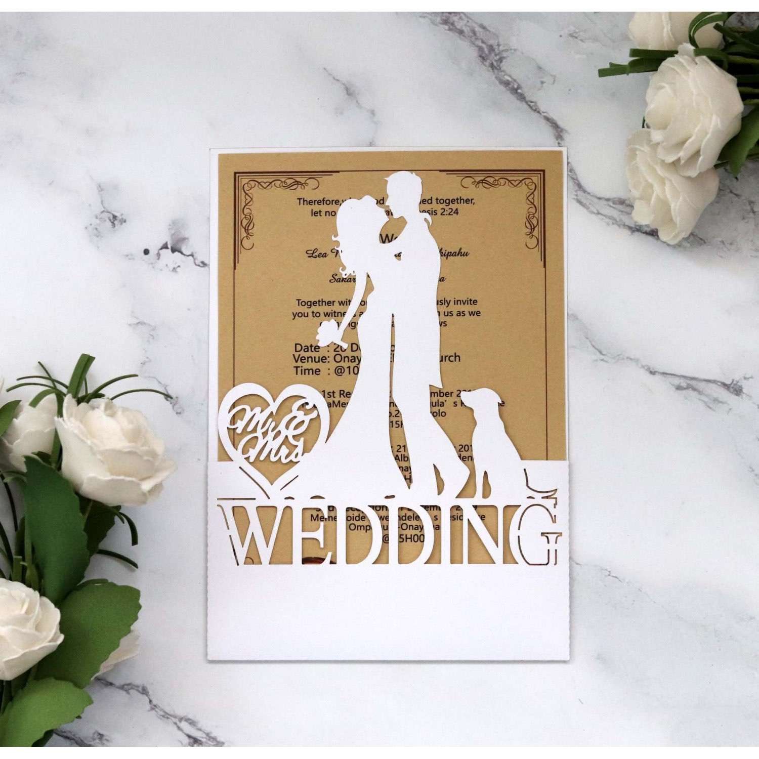 White Invitation Card Marriage Invitations Laser-hollowed Design Customization